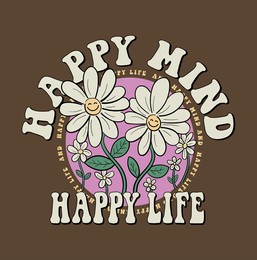 retro happy flower vector art illustration. smiling flower icon. vintage slogan t shirt print design.
