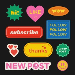 cool trendy retro stickers for social network. 