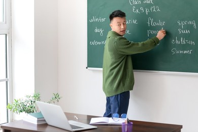 asian teacher conducting english lesson online