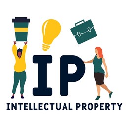 ip - intellectual property acronym. business concept background.  vector illustration concept with keywords and icons. lettering illustration with icons for web banner, flyer, landing pag