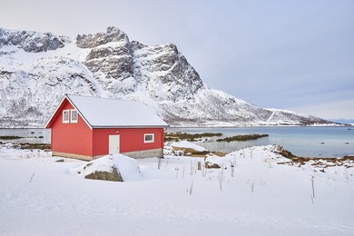 landscape with snow during winter. norway