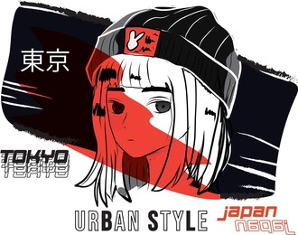 anime girl vector illustration japanese text english translation is tokyo