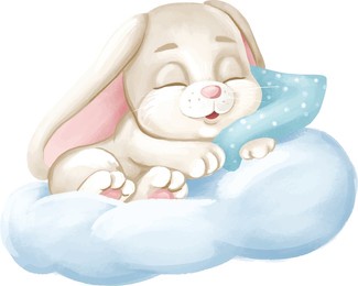the cute bunny is sleeping. postcard newborn baby. children's design. vector 