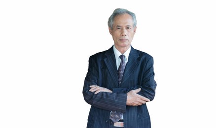 middle aged businessman asian elders on a white background