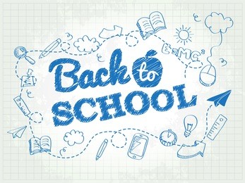 back to school poster with doodles