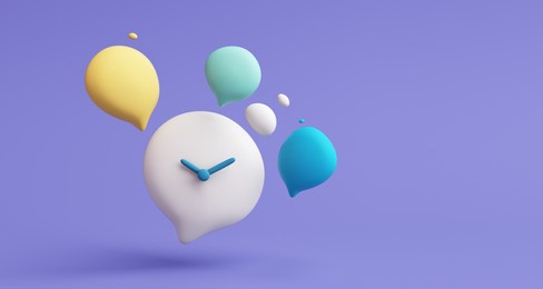 creative imagination conversation inbox direct message chat box text box circle application online product display talk chat management clock internet shopping website. clipping path. 3d illustration.