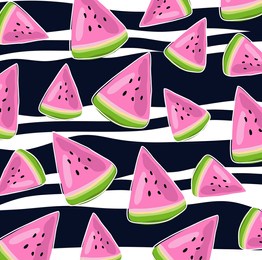 vector summer pattern with watermelon. vector illustration. 
watercolor drawing of watermelon.