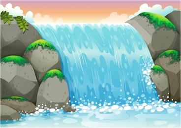 illustration of a waterfall scene