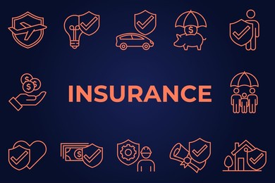 set of insurance elements icon. insurance elements pack symbol template for graphic and web design collection logo vector illustration