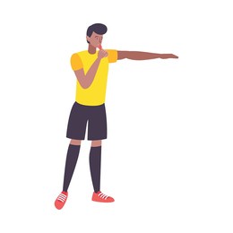 male football referee with whistle flat icon vector illustration
