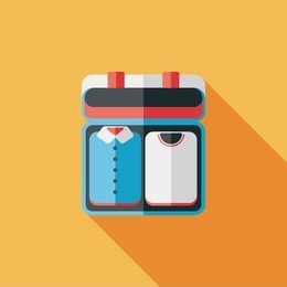 vintage travel suitcases, flat icon with long shadow