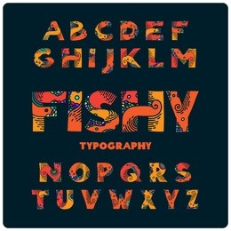 gold fish abstract colorfull font