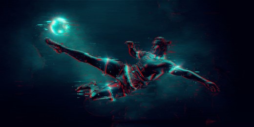 football soccer player man in action isolated blue background. vector illustration