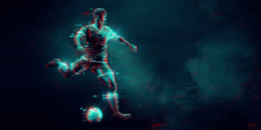 football soccer player man in action isolated blue background. vector illustration
