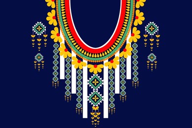 ethnic oriental pattern traditional.floral necklace embroidery pattern design for fashion women, fabric, clothing,wallpaper, wrapping,background and etc.vector illustration.