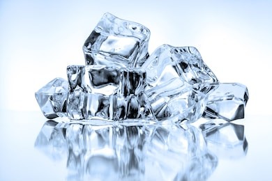 ice cubes on blue background