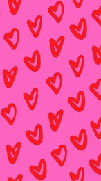 hand drawn cute red and pink heart pattern. valentine's day, love concept. vector seamless pattern. colored trendy illustration.  repeatable vector design for wrapping, stationery and fabric