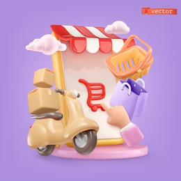 online shop. 3d render vector illustration