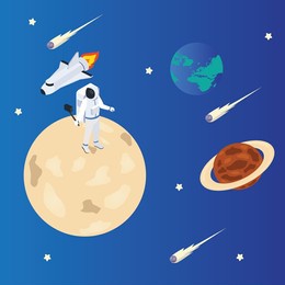 astronaut taking a self photo isometric 3d vector concept for banner, website, illustration, landing page, flyer, etc.