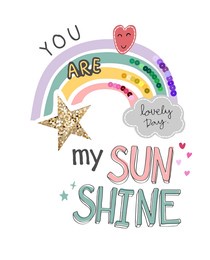 sunshine slogan with rainbow and colorful sequins vector illustration