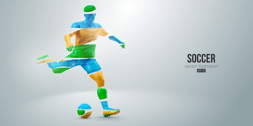 football soccer player man in action isolated white background. vector illustration