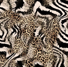 seamless leopard and zebra texture, mixed animal print, african animal pattern.