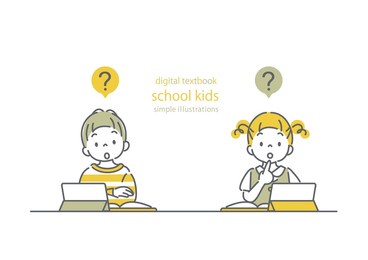 school children illustration, girl and boy