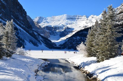 a crisp morning in beautfiul lake louise, banff national park, canadda