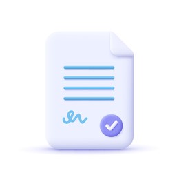 document paper. contract, agreement, terms, conditions,  assignment concept. 3d vector icon. cartoon minimal style.