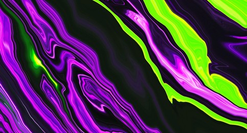 bright fluid violet, black and neon green background. abstract liquid purple pink wave. art trippy digital screen. fantasy backdrop. royal glitter banner. template. luxury texture. creative flyer.