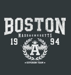 boston.retro college varsity typography california slogan print, vector illustration, for t-shirt graphic.