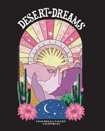 desert dreams slogan and desert view print, for california, arizona desert vibes t-shirt design 