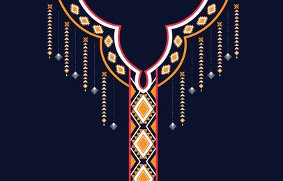ethnic neck embroidery geometric shapes ethnic patterns neck embroidery designs for backgrounds or wallpaper and clothing for fashion vector