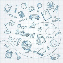 school doodle on notebook page vector background file