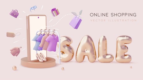 online shopping and web store concept.  realistic 3d vector illustration.