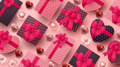 valentine's day 3d product presentation for banner, advertising, and business. vector illustration