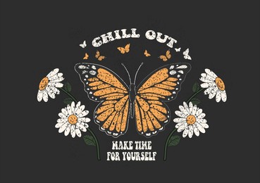 chill out butterfly design with daisy flowers