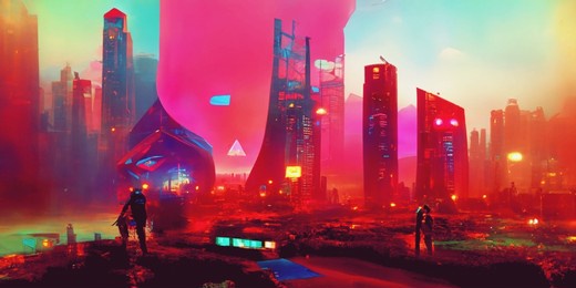 retro futuristic abstract cityscape. urban panorama. creative concept. future city. cyberpunk wallpaper. 3d illustration.