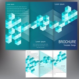 vector brochure business template design with blue geometric elements. eps 10 three fold flyer template, corporate brochure or cover design can be use for publishing, print and  presentation.