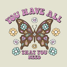 retro butterfly and flower vector art illustration. vintage slogan t shirt print design.