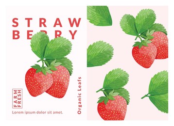 strawberry packaging design templates, watercolour style vector illustration.