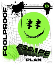distorted typography with smiling face icon