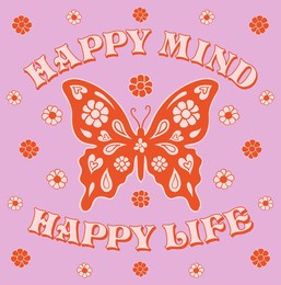 retro flower and butterfly vector art illustration. vintage slogan t shirt print design.