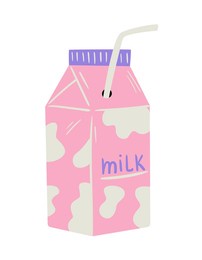 vector illustration of abstract funky milk package. colorful doodle drink element. fun illustration for print, poster, card, collage design