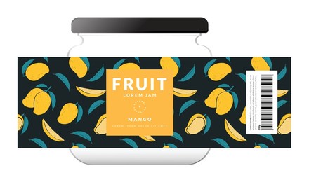 mango label packaging design templates, hand drawn style vector illustration.