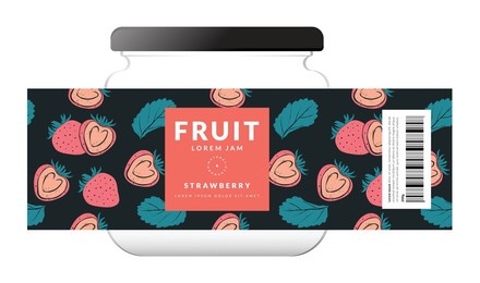 strawberry label packaging design templates, hand drawn style vector illustration.