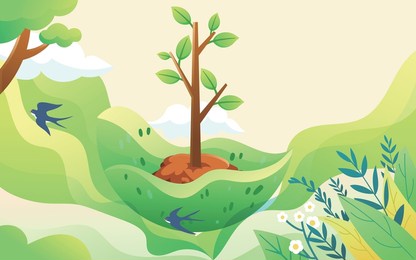 312 arbor day illustration to protect the natural environment and environmental protection activity poster