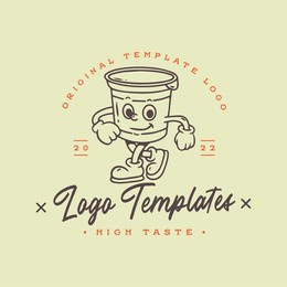 cute packaging glass character template logo. vector