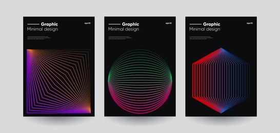 minimal futuristic posters set. vector illustration.