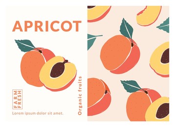 apricot label packaging design templates, hand drawn style vector illustration.
